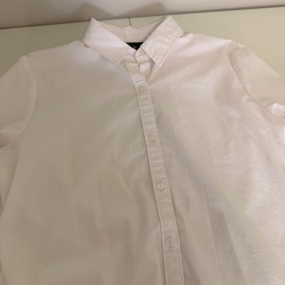 Worthington Womens White Long Sleeve Button Down Shirt Size S Tailored Office